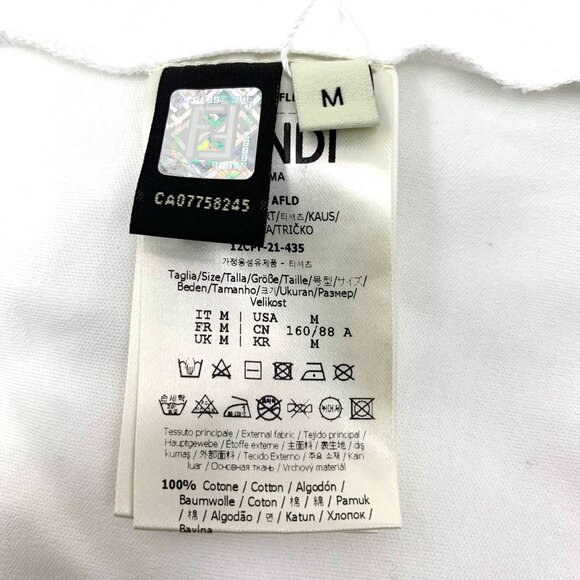 Fendi White Cotton Logo Pocket T-Shirt M Round Neck Short Sleeve Made In Italy 1 - Picture 6 of 8